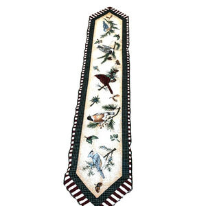 Tapestry Winter Christmas Holiday birds wildlife Cardinal Table Runner 70x13”
